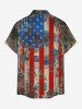 Chemise à poches boutonnées grande taille pour homme, avec imprimé drapeau américain et billets de banque. - Rouge S