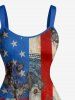 Plus Size Patriotic American Flag Currency Print A Line Dress -  