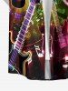 Guitar Music Symbol Rock and Roll Print Hawaii Button Pocket Shirt For Men -  
