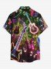 Guitar Music Symbol Rock and Roll Print Hawaii Button Pocket Shirt For Men -  