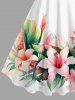 Flowers Leaf Tropical Print Hawaii Tank Dress - Blanc S
