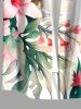 Flowers Leaf Tropical Print Buttons Pocket Hawaii Shirt For Men -  