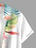 Flowers Leaf Tropical Print Buttons Pocket Hawaii Shirt For Men - Blanc 5XL