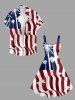 Coconut Tree Patriotic American Flag Print A Line Dress -  