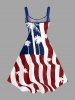 Coconut Tree Patriotic American Flag Print A Line Dress -  