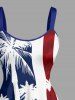 Coconut Tree Patriotic American Flag Print A Line Dress -  