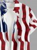 Coconut Tree Patriotic American Flag Print Button Pocket Shirt For Men -  