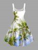 Robe trapèze hawaïenne imprimée ciel et cocotiers grande taille - Blanc XS