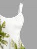 Robe trapèze hawaïenne imprimée ciel et cocotiers grande taille - Blanc 4X