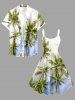 Robe trapèze hawaïenne imprimée ciel et cocotiers grande taille - Blanc 4X