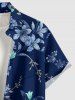 Flower Leaf Branch Print Hawaii Button Pocket Shirt For Men -  