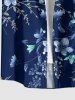 Flower Leaf Branch Print Hawaii Button Pocket Shirt For Men -  