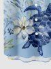 Flower Turtle Coral Print Hawaii Sea Creatures Button Pocket Shirt For Men -  