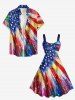 Patriotic American Flag Painting Print A Line Dress -  