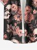 Plus Size Flowers Skulls Print Buttons Pocket Hawaii Shirt For Men -  