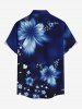 Flowers Print Buttons Pocket Hawaii Shirt For Men - Bleu profond XL