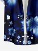 Flowers Print Buttons Pocket Hawaii Shirt For Men - Bleu profond XL