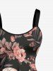 Plus Size Flowers Skulls Print Hawaii Tank Dress -  