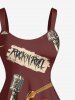 Skull Guitar Shoes Microphone Print Hawaii Tank Dress -  