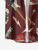 Skull Guitar Shoes Microphone Print Buttons Pocket Hawaii Shirt For Men -  