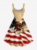 Patriotic American Flag Eagle Newspaper Print Tank Dress -  