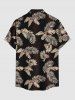 Plus Size Tropical Leaf Print Buttons Pocket Hawaii Shirt For Men -  