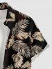 Plus Size Tropical Leaf Print Buttons Pocket Hawaii Shirt For Men -  