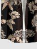 Plus Size Tropical Leaf Print Buttons Pocket Hawaii Shirt For Men -  