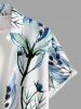 Flowers Leaf Print Buttons Pocket Hawaii Shirt For Men -  