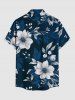 Flowers Leaf Print Buttons Pocket Hawaii Shirt For Men -  