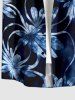 Flowers Leaf Tie Dye Print Buttons Pocket Hawaii Shirt For Men -  