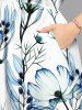 Flowers Leaf Print Split Hawaii Midi Dress -  