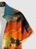 Coconut Tree Sun Cloud Seascape Print Buttons Pocket Hawaii Shirt For Men -  