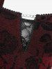 Plus Size Glitter Flower Flocking Lace Patchwork Crisscross Strappy A Line Cami Dress -  