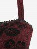 Plus Size Glitter Flower Flocking Lace Patchwork Crisscross Strappy A Line Cami Dress -  