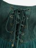 Plus Size Lace Up Grommets Ruffles Zipper Split Sleeves Chiffon Dress -  