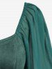 Plus Size Lace Up Grommets Ruffles Zipper Split Sleeves Chiffon Dress -  