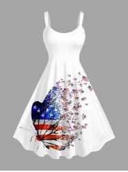 Plus Size Patriotic American Flag Butterfly Print Tank Dress -  