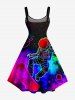 Astronaut Planet Skateboard Galaxy Print Matching Hawaii Beach Outfit For Couples - Pourpre  