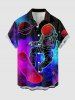 Astronaut Planet Skateboard Galaxy Print Matching Hawaii Beach Outfit For Couples - Pourpre  