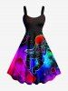Astronaut Planet Skateboard Galaxy Print Matching Hawaii Beach Outfit For Couples - Pourpre  