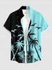Coconut Tree Bird Colorblock Print Matching Hawaii Beach Outfit For Couples -  