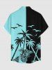 Coconut Tree Bird Colorblock Print Matching Hawaii Beach Outfit For Couples -  