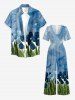 Tulip Flower Painting Print Matching Hawaii Beach Outfit For Couples -  