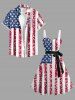 Patriotic American Flag Floral Lace 3D Print Matching Outfit For Couples - Rouge 