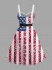 Patriotic American Flag Floral Lace 3D Print Matching Outfit For Couples - Rouge 