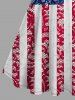 Patriotic American Flag Floral Lace 3D Print Matching Outfit For Couples - Rouge 