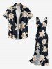 Hibiscus Flowers Tropical Leaf Print Matching Hawaii Beach Outfit For Couples -  
