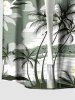 Plus Size Coconut Tree Flower Sun Print Buttons Pocket Hawaii Shirt For Men -  