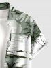 Plus Size Coconut Tree Flower Sun Print Buttons Pocket Hawaii Shirt For Men -  